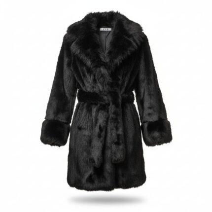 Abrigo Peluche Largo Negro