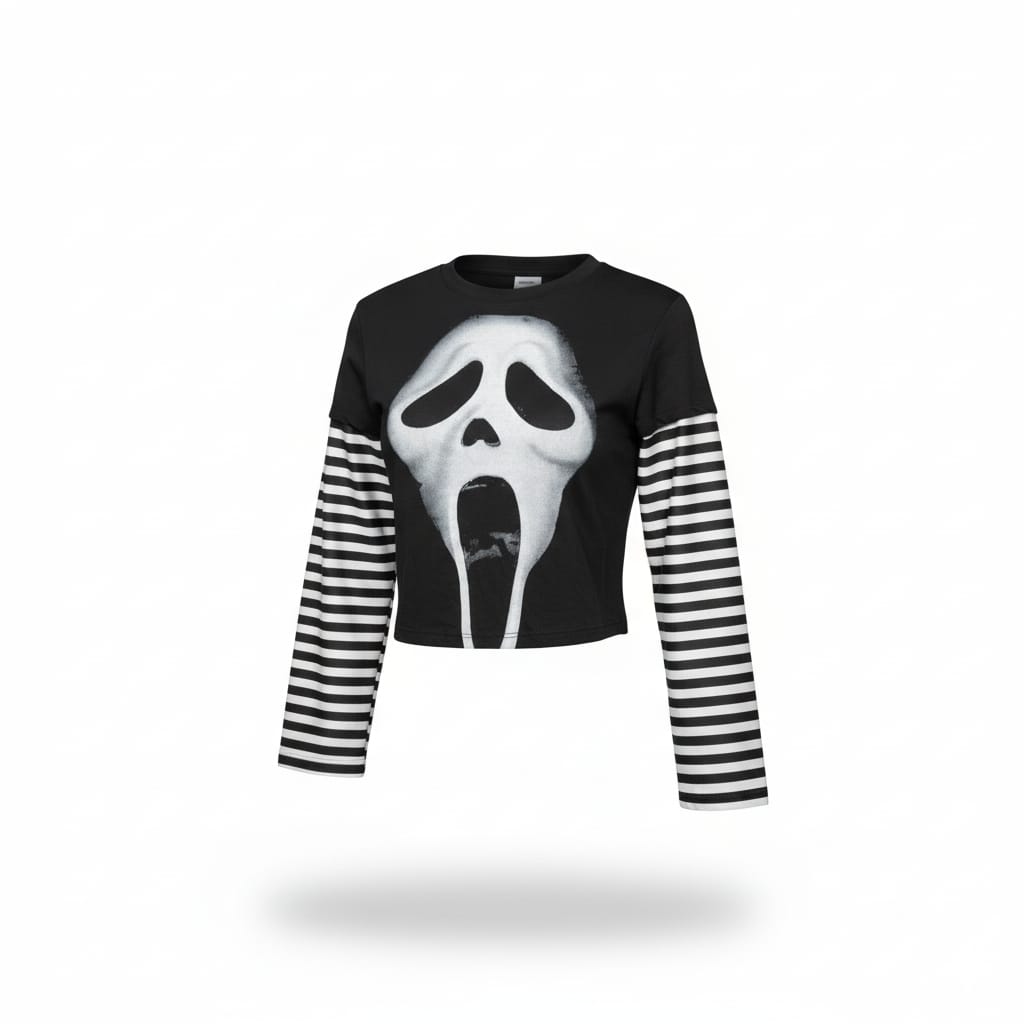 Playera Mangas Rayadas Ghostface