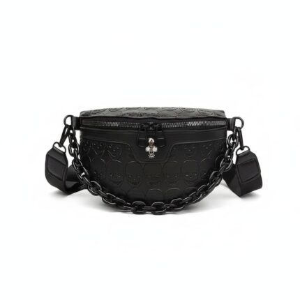 Cangurera Negra Calavera con Cadena