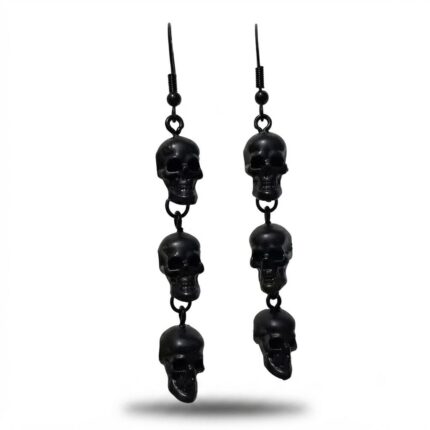 Aretes Calavera triple Negro