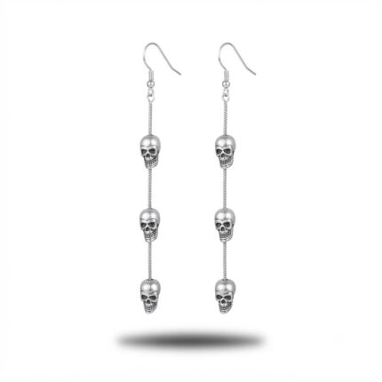 Aretes Calavera triple Plata