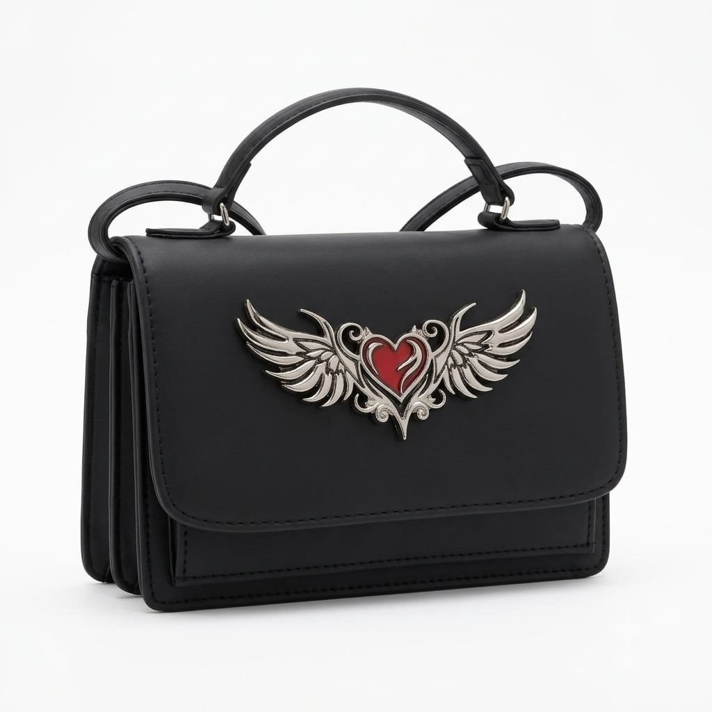 bolso rockero corazon alas