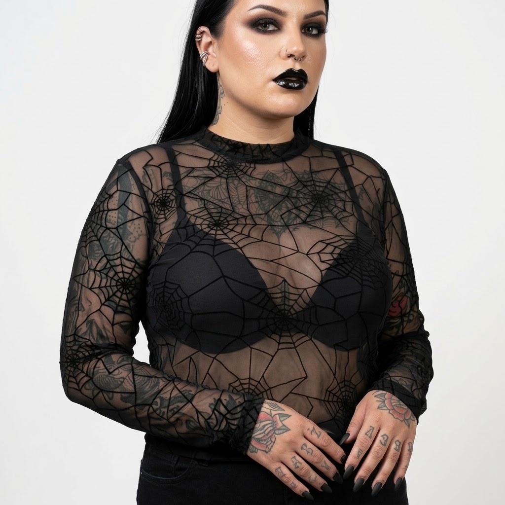 blusa mesh telarañas