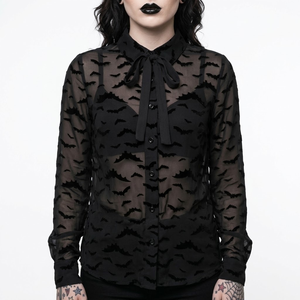 camisa mujer mesh gotica