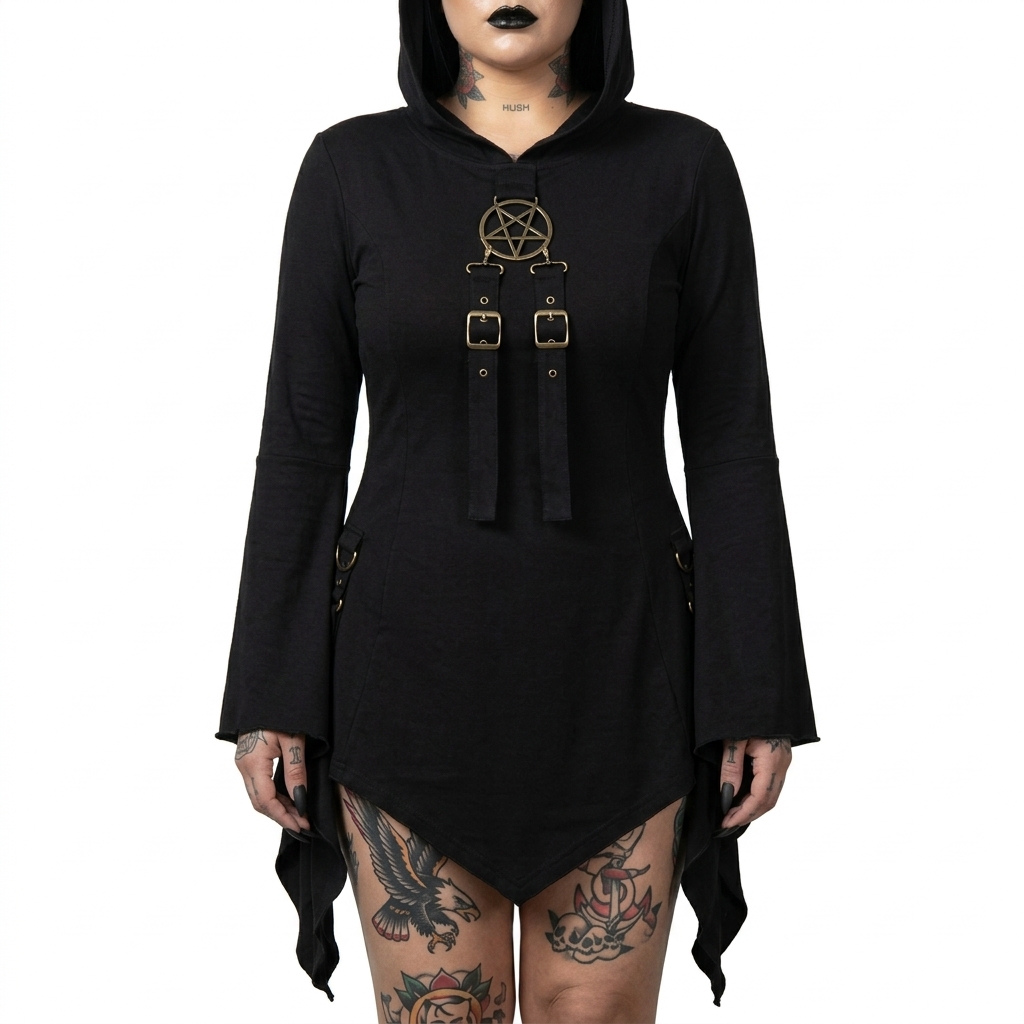 vestido gotico pentagrama negro