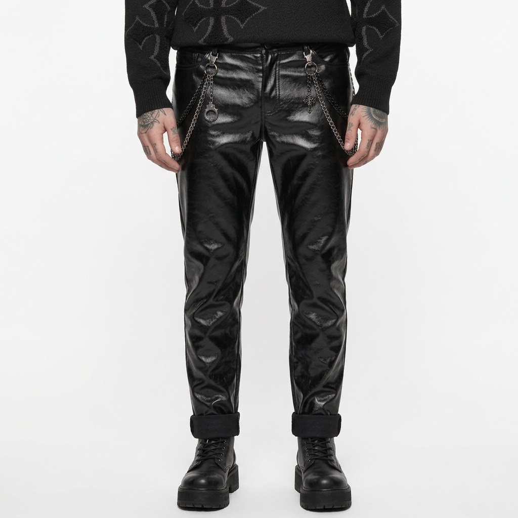 pantalon vinipiel hombre rockero