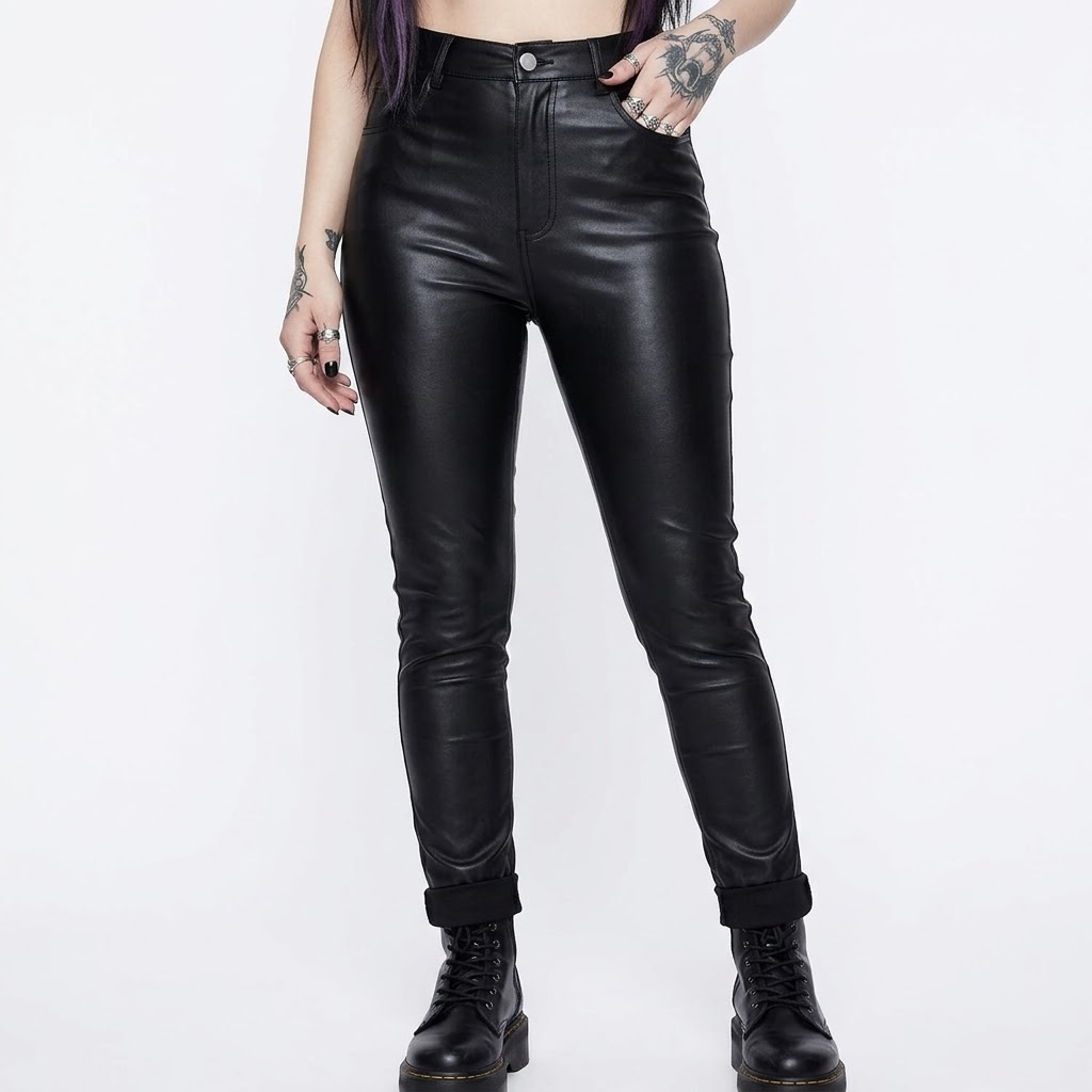 pantalón vinipiel mujer negro