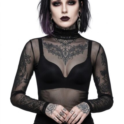 Blusa mesh Cuello redondo